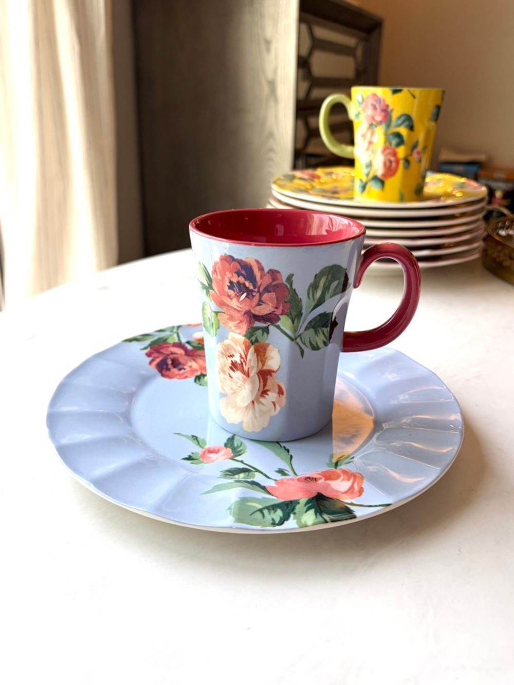 NEW Anthropologie Maeve Chintzware Stoneware Mug Blue